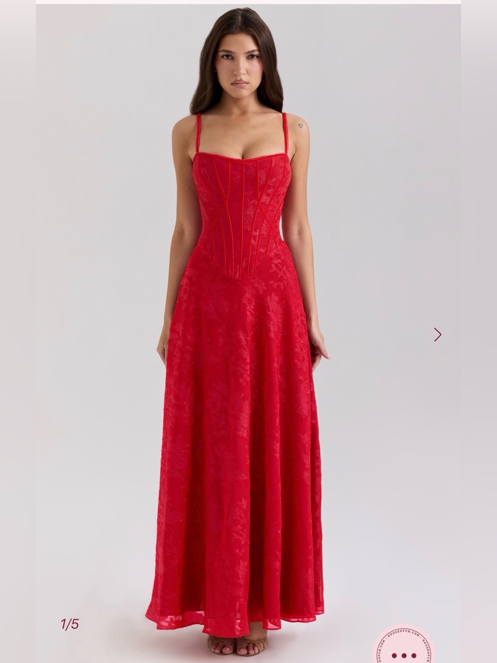 House of cb ESME Red Lurex Chiffon Maxi Dress women’s size large